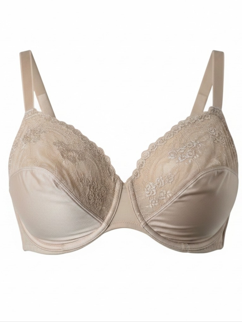Wacoal Romantic Encounters Beige Underwire Bra Lace Style # 855104 Size 38DD